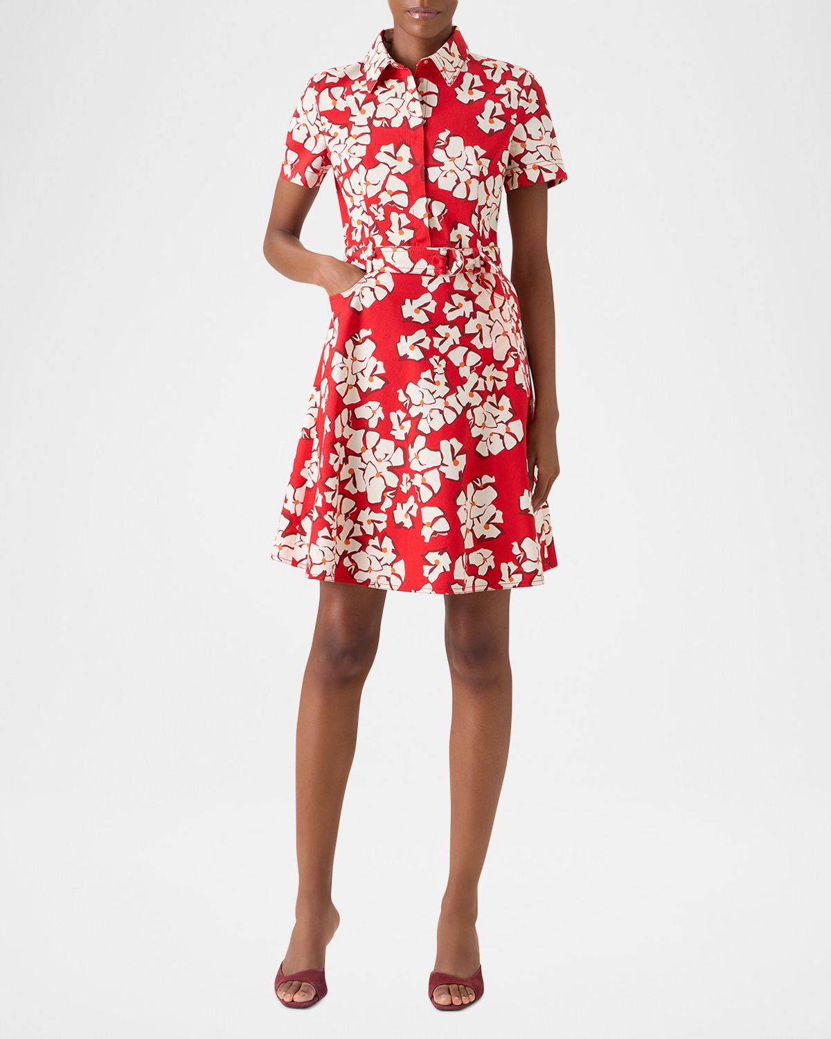 Akris punto Papercut Flower Print Denim Belted Shirtdress | Thumbnail 2 Akris punto Papercut Flower Print Denim Belted Shirtdress | Thumbnail 2