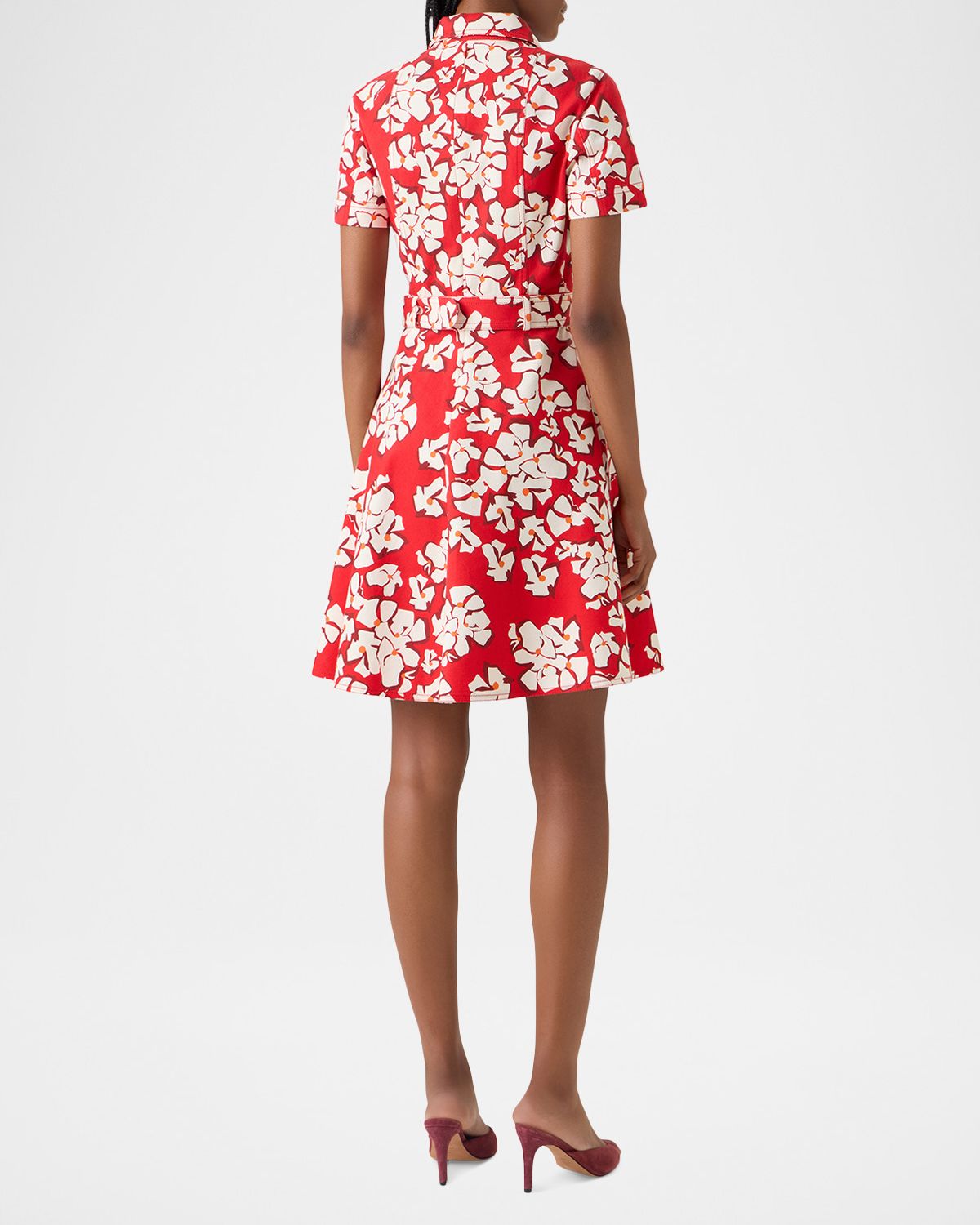 Akris punto Papercut Flower Print Denim Belted Shirtdress | Thumbnail 3 Akris punto Papercut Flower Print Denim Belted Shirtdress | Thumbnail 3