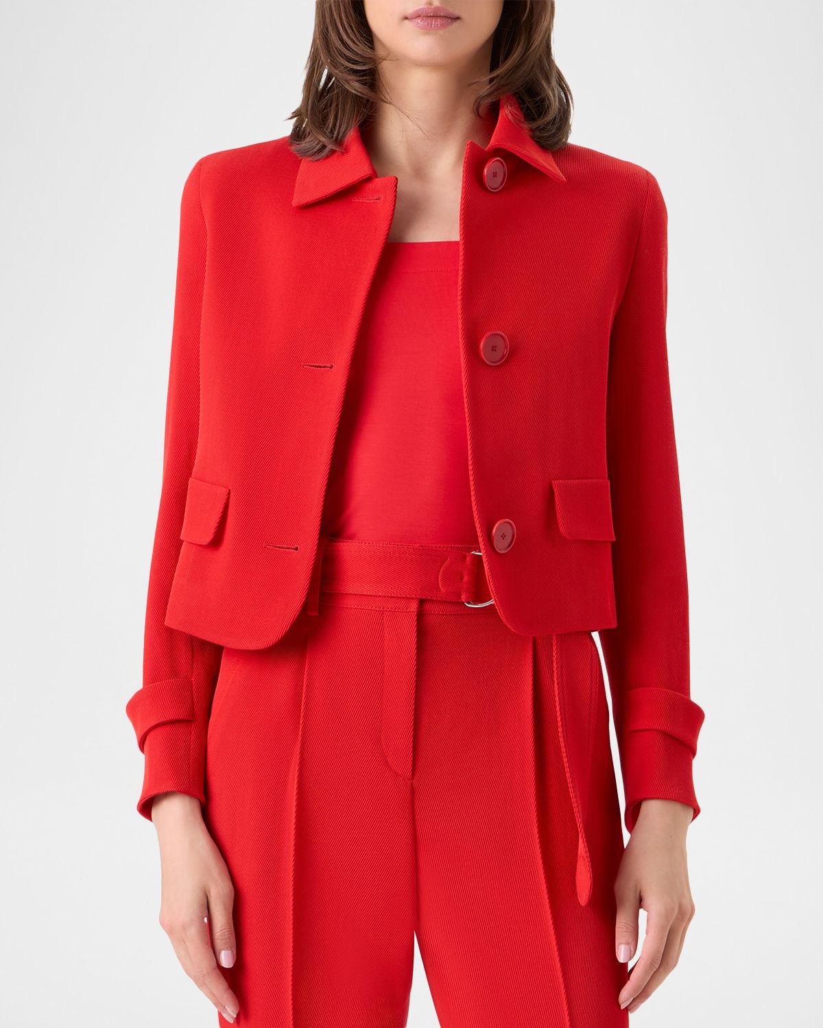 Akris punto Single-Breasted Wool Tricotine Boxy Jacket | Thumbnail 4