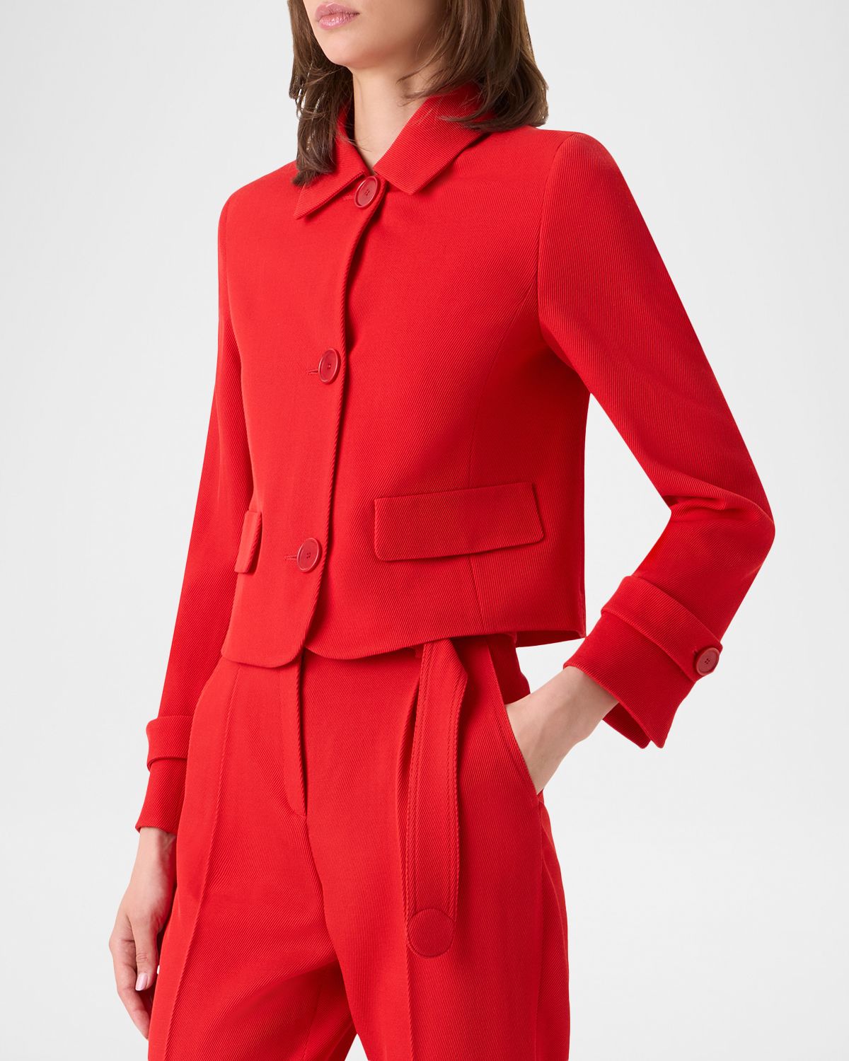 Akris punto Single-Breasted Wool Tricotine Boxy Jacket | Thumbnail 6