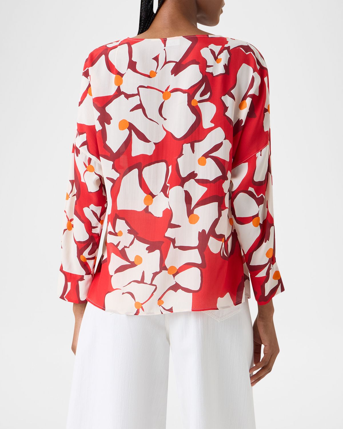 Akris punto Papercut Flower Print Viscose-Silk Crepe De Chine Blouse | Thumbnail 3 Akris punto Papercut Flower Print Viscose-Silk Crepe De Chine Blouse | Thumbnail 3