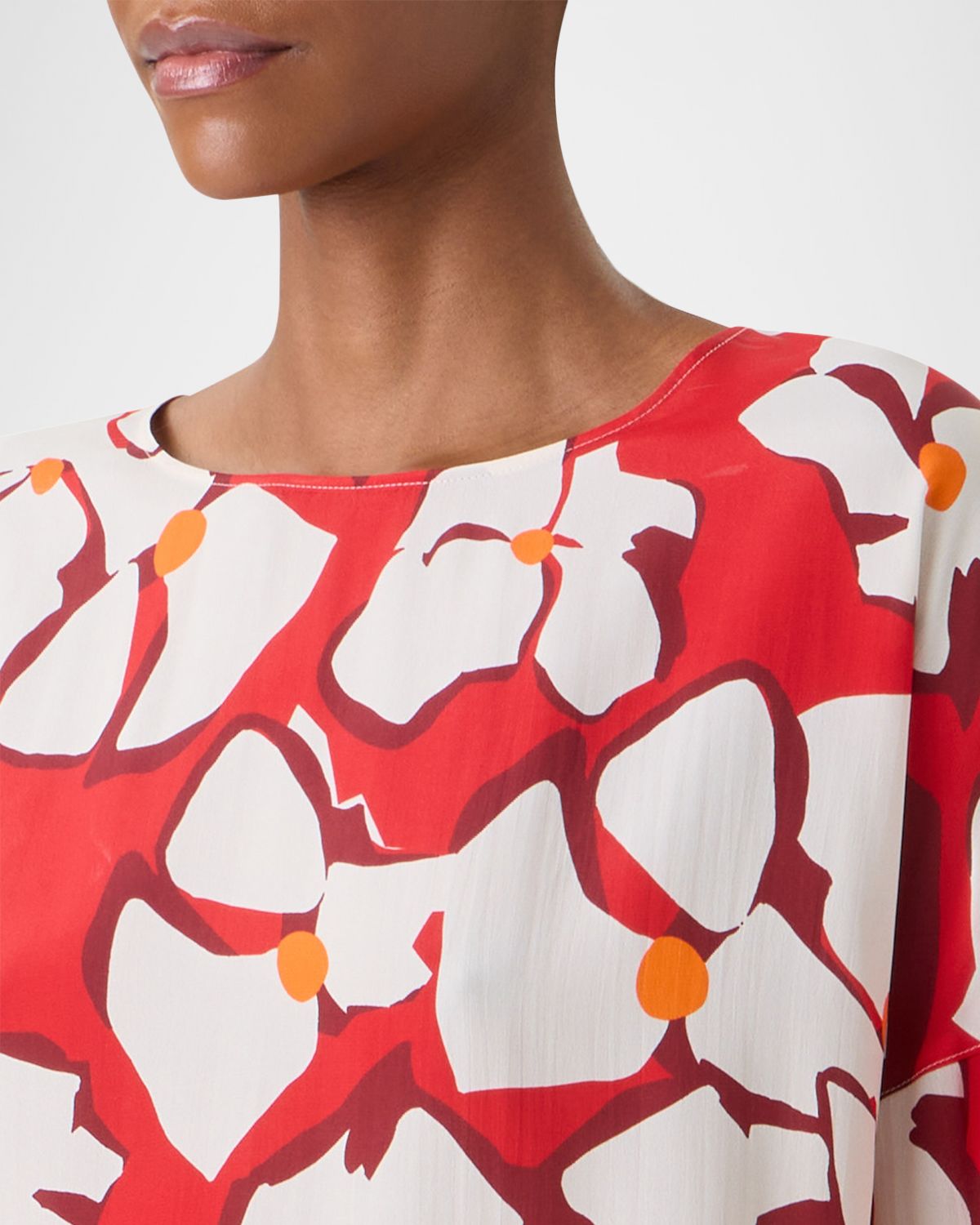 Akris punto Papercut Flower Print Viscose-Silk Crepe De Chine Blouse | Thumbnail 5 Akris punto Papercut Flower Print Viscose-Silk Crepe De Chine Blouse | Thumbnail 5