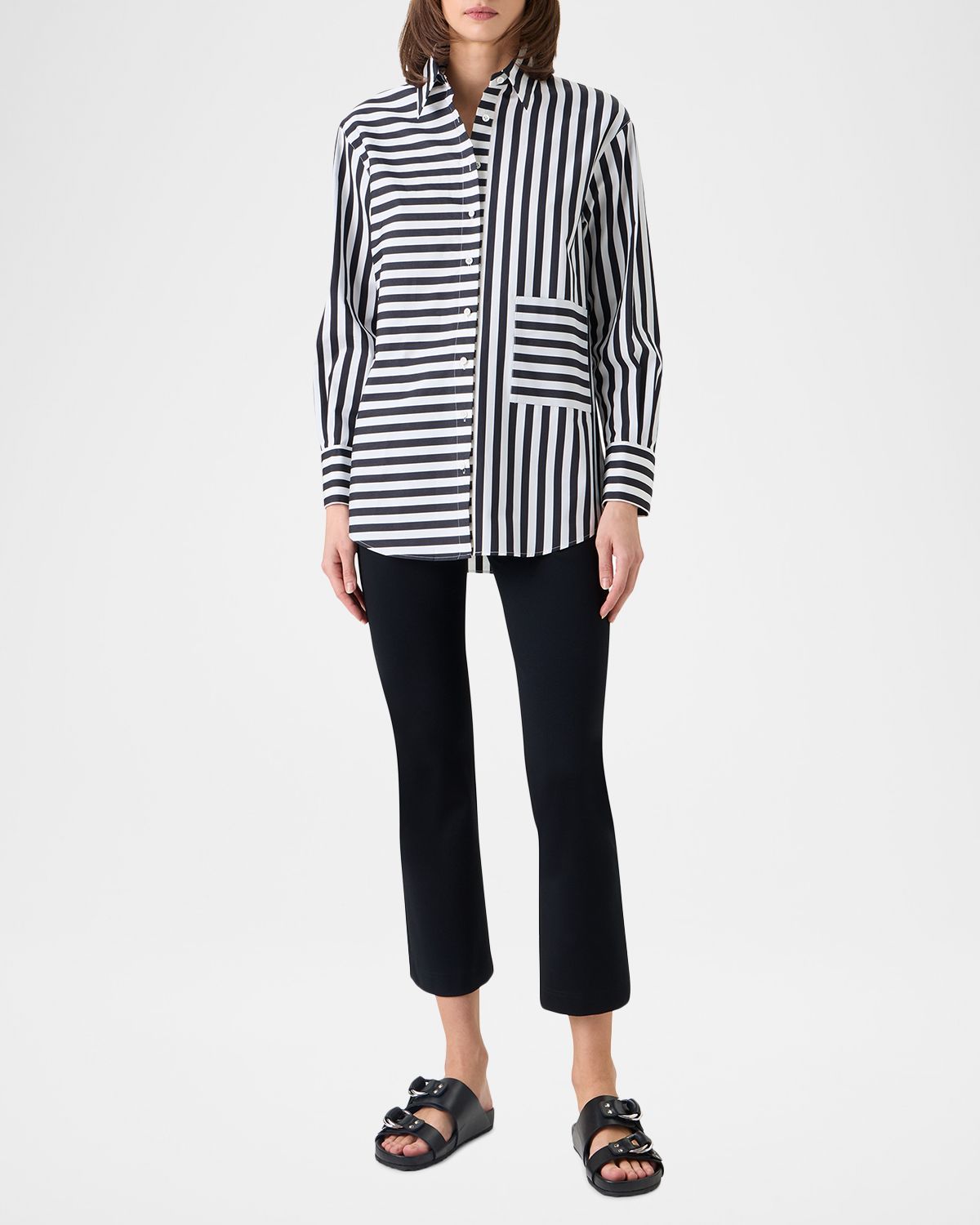 Akris punto Large Striped Cotton Poplin Oversized Button-Down Shirt | Thumbnail 2 Akris punto Large Striped Cotton Poplin Oversized Button-Down Shirt | Thumbnail 2