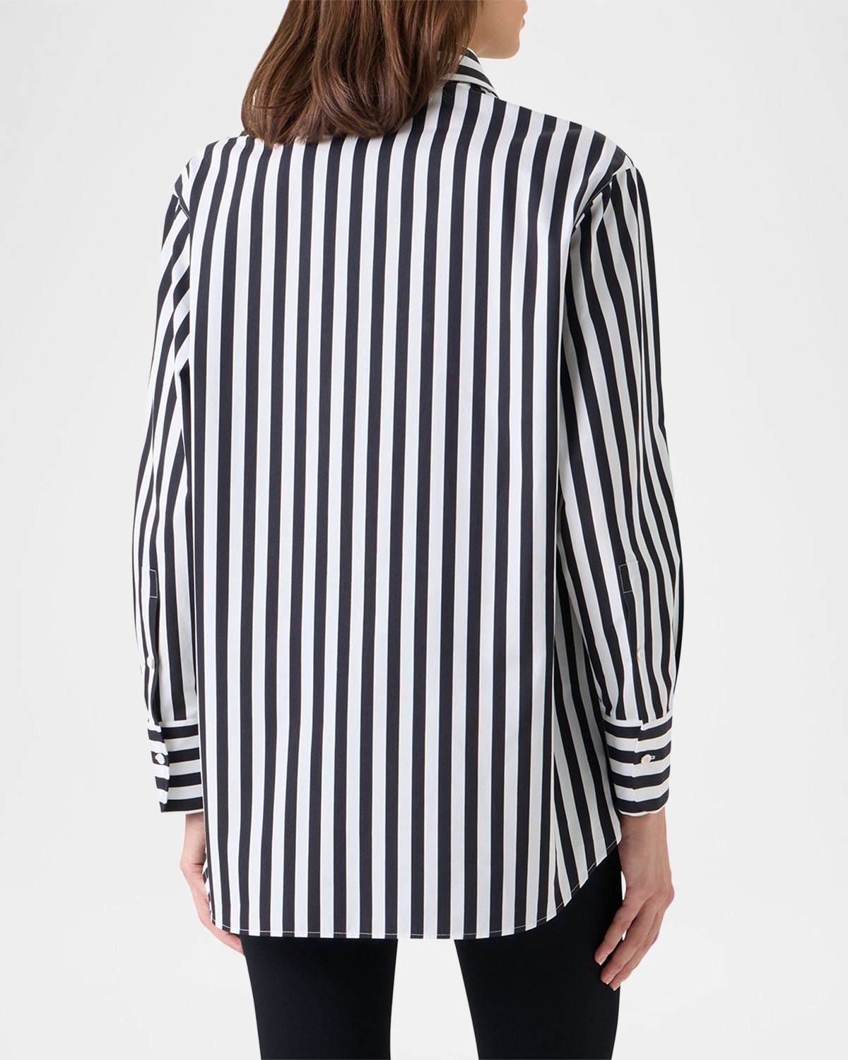 Akris punto Large Striped Cotton Poplin Oversized Button-Down Shirt | Thumbnail 3 Akris punto Large Striped Cotton Poplin Oversized Button-Down Shirt | Thumbnail 3