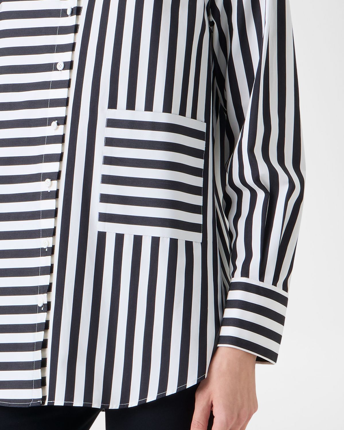Akris punto Large Striped Cotton Poplin Oversized Button-Down Shirt | Thumbnail 5 Akris punto Large Striped Cotton Poplin Oversized Button-Down Shirt | Thumbnail 5