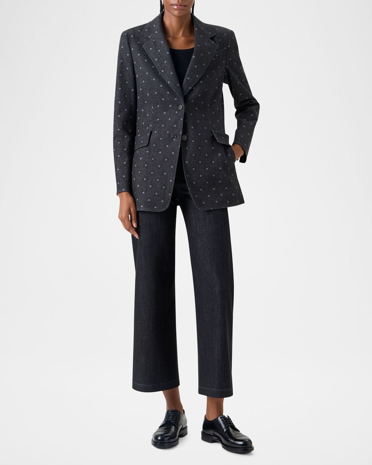 Akris punto Polka-Dot Stretch Denim Single-Breasted Jacket | Thumbnail 6 Akris punto Polka-Dot Stretch Denim Single-Breasted Jacket | Thumbnail 6