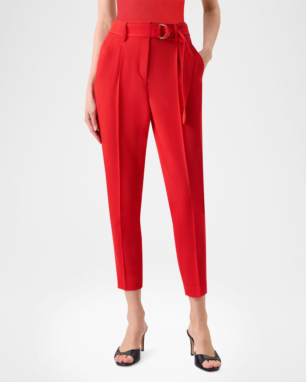 Akris punto Fred Wool Tricotine Tapered-Leg Ankle Pants With Belt | Thumbnail 2 Akris punto Fred Wool Tricotine Tapered-Leg Ankle Pants With Belt | Thumbnail 2