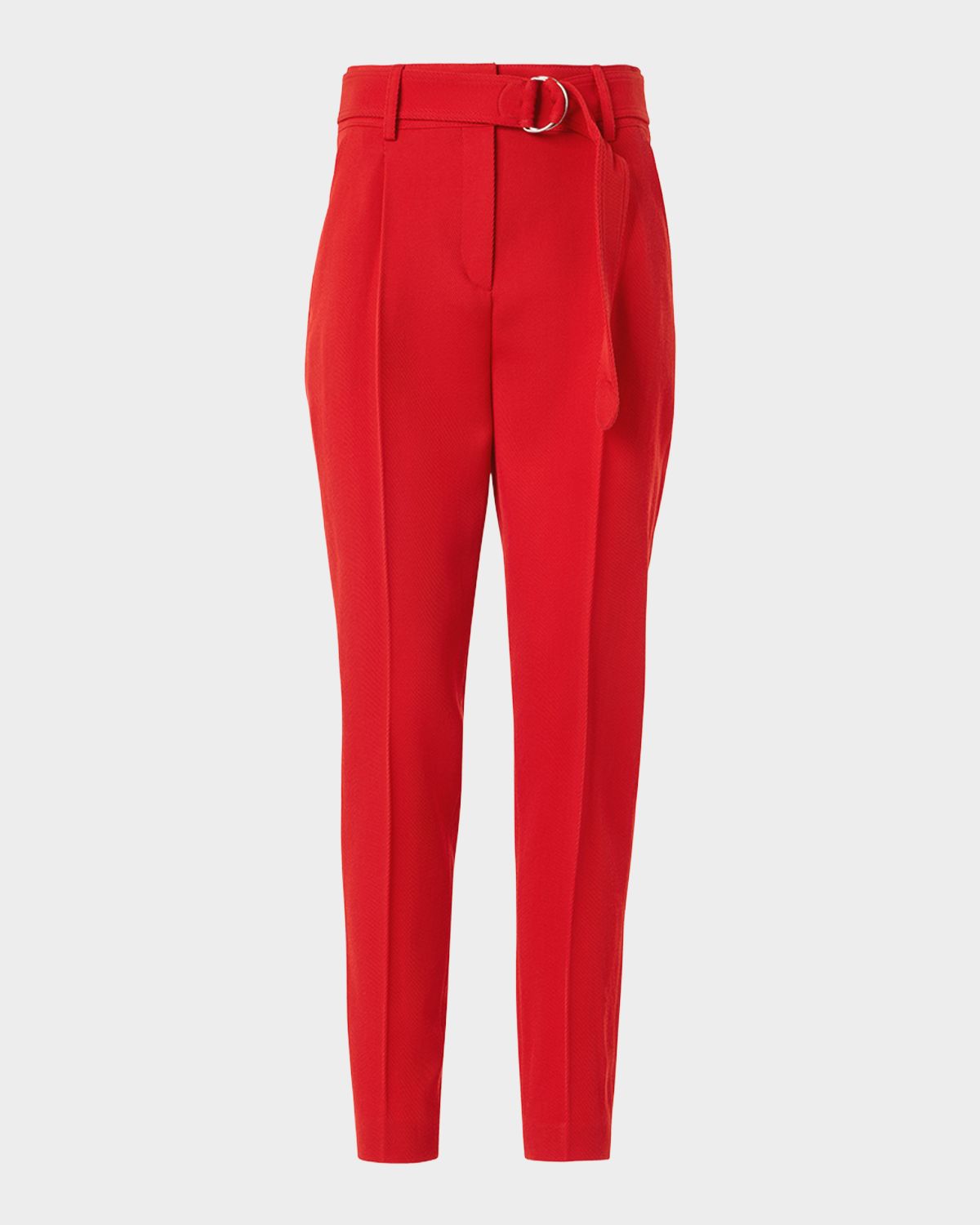Akris punto Fred Wool Tricotine Tapered-Leg Ankle Pants With Belt