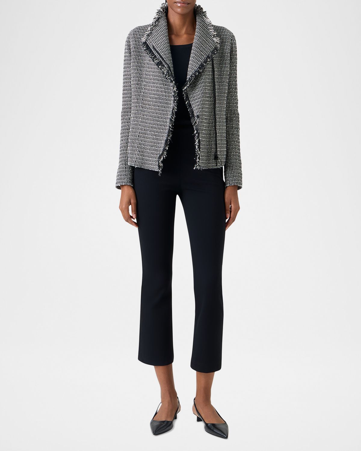 Akris punto Salt And Pepper Tweed Fringed Moto Jacket | Thumbnail 6 Akris punto Salt And Pepper Tweed Fringed Moto Jacket | Thumbnail 6