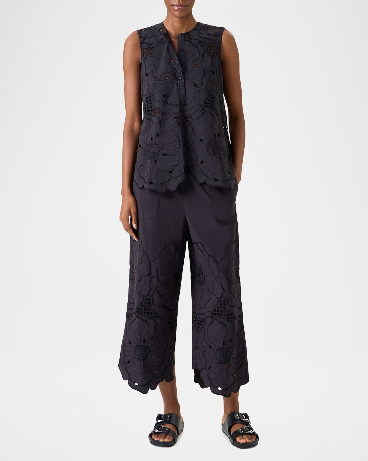 Akris punto Flower Eyelet Embroidered Cotton Poplin Tunic Blouse | Thumbnail 6