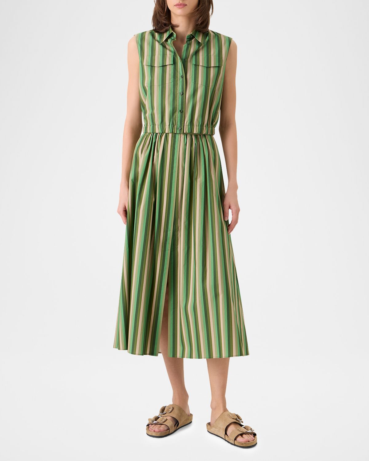 Akris punto Sleeveless Parasol Striped Cotton Poplin Crop Shirt | Thumbnail 6 Akris punto Sleeveless Parasol Striped Cotton Poplin Crop Shirt | Thumbnail 6