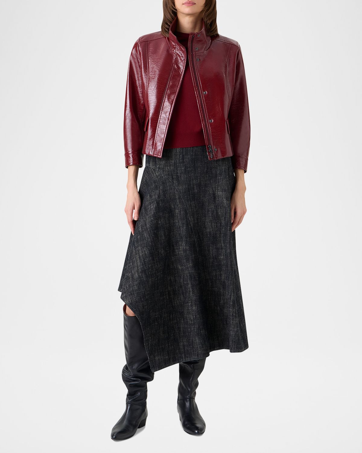 Akris punto Faux-Leather Trucker Jacket | Thumbnail 2 Akris punto Faux-Leather Trucker Jacket | Thumbnail 2