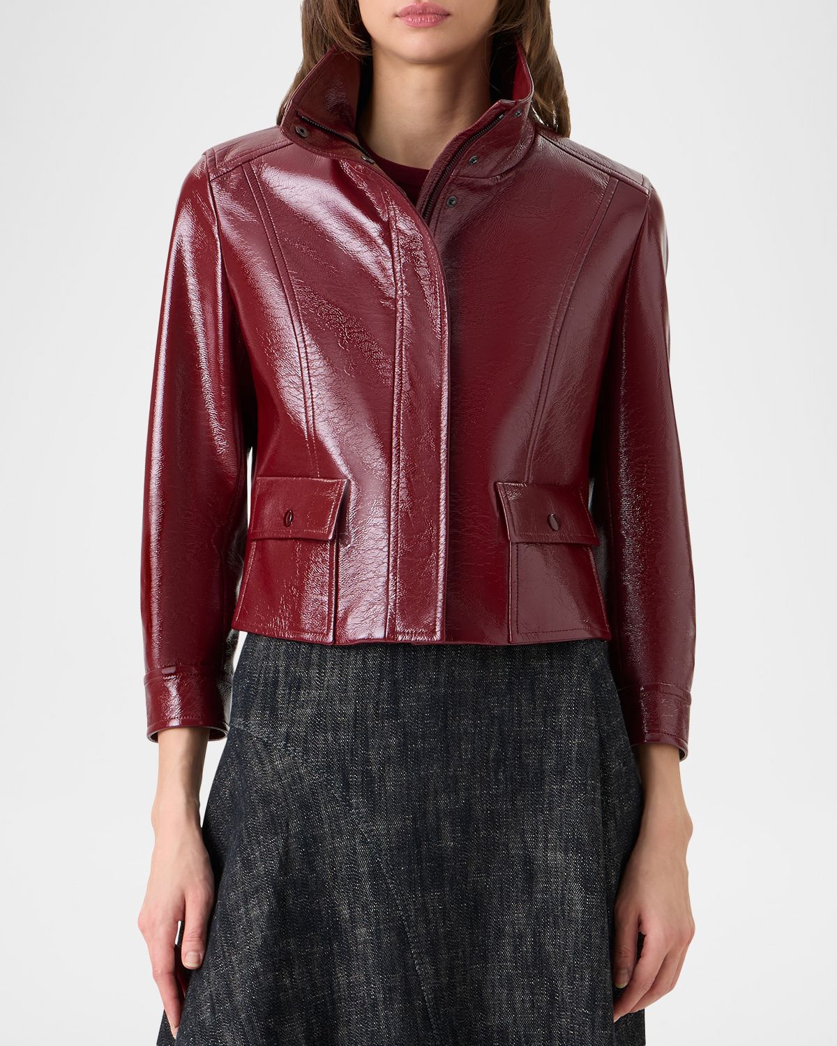 Akris punto Faux-Leather Trucker Jacket | Thumbnail 6 Akris punto Faux-Leather Trucker Jacket | Thumbnail 6