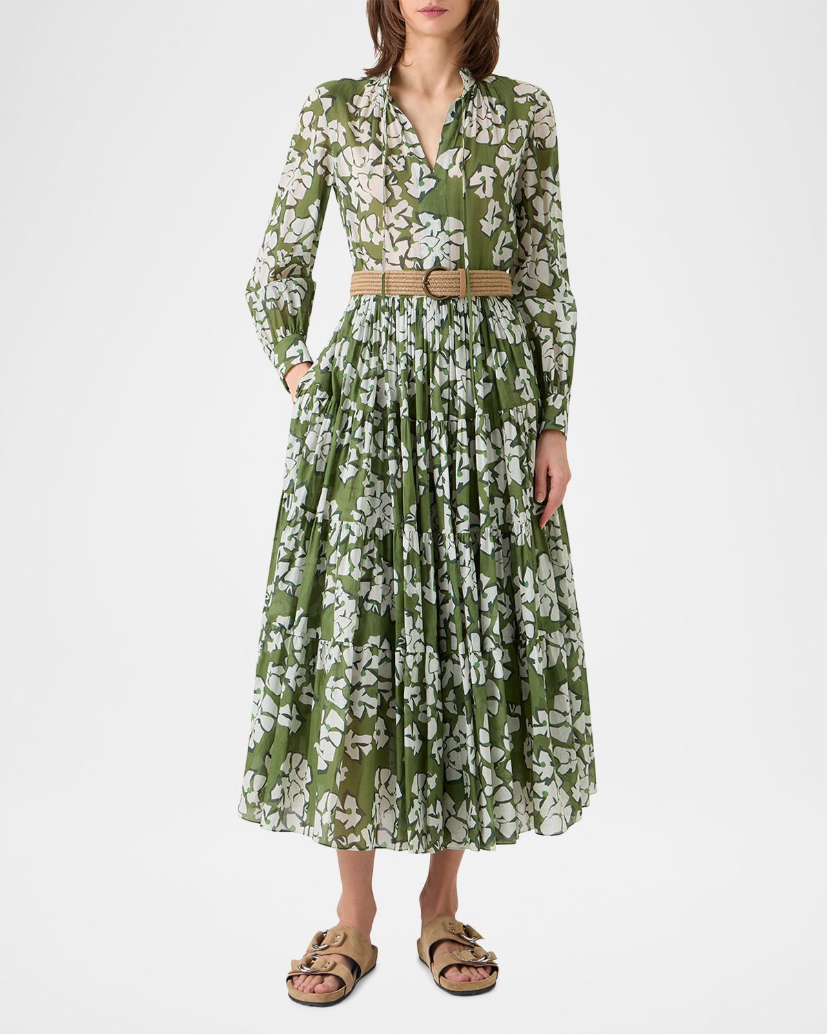 Akris punto Floral Cotton Muslin Tiered Midi Shirtdress | Thumbnail 2