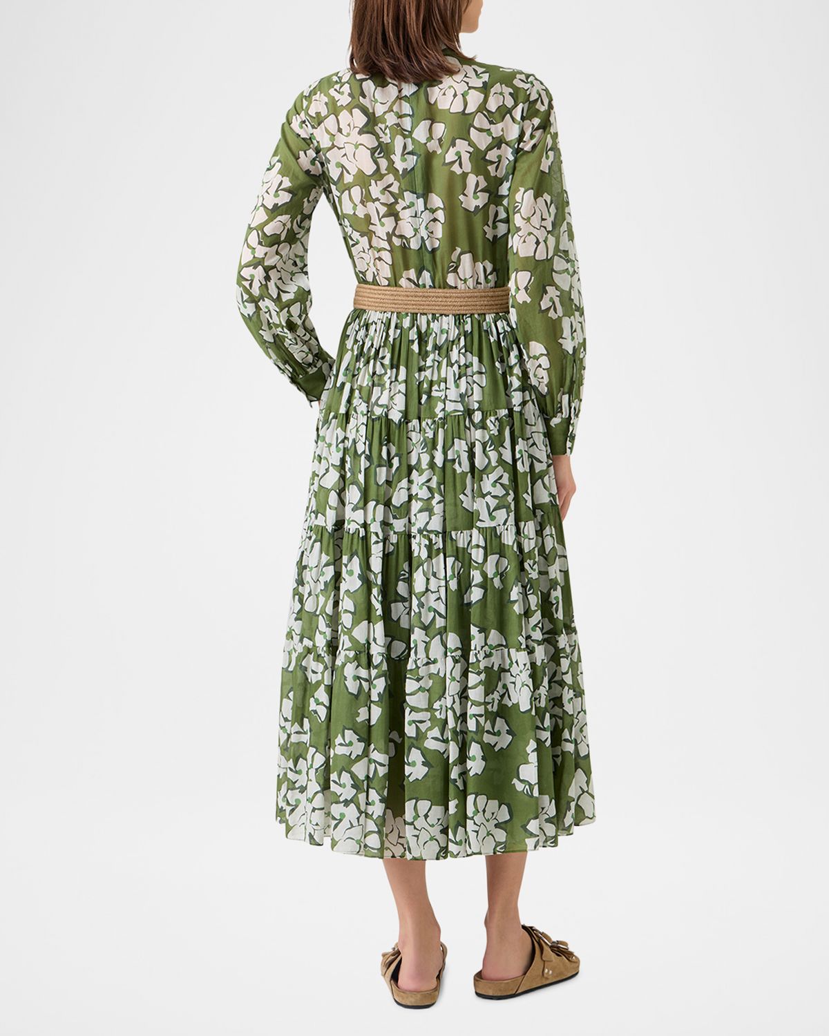 Akris punto Floral Cotton Muslin Tiered Midi Shirtdress | Thumbnail 3