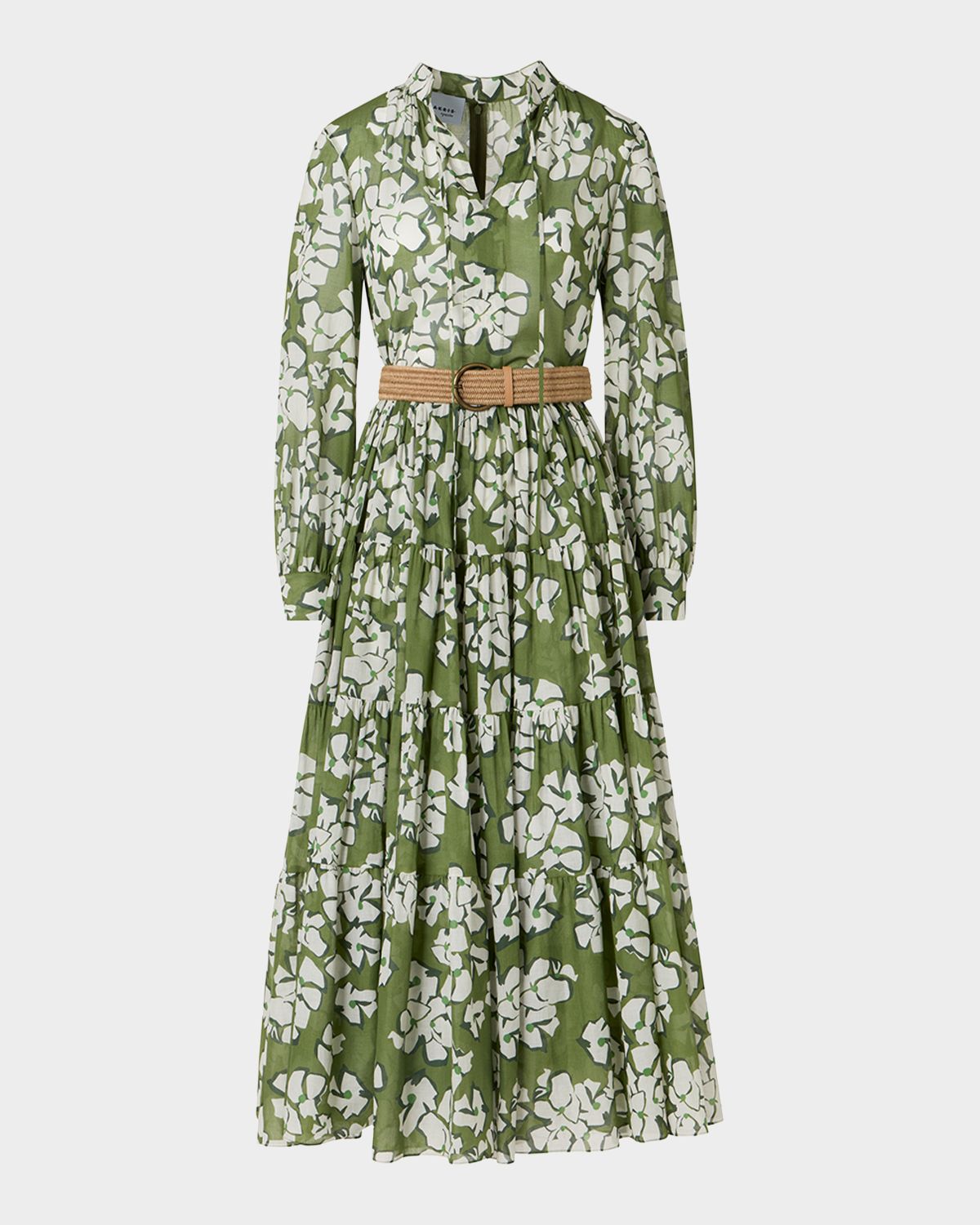 Akris punto Floral Cotton Muslin Tiered Midi Shirtdress