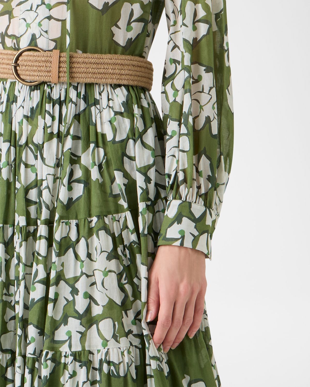 Akris punto Floral Cotton Muslin Tiered Midi Shirtdress | Thumbnail 5