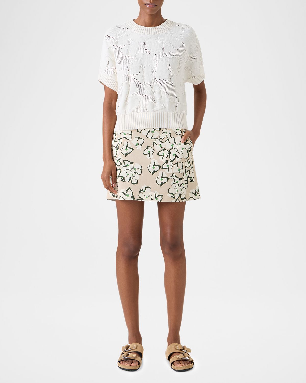 Akris punto Chunky Flower Ajour Knit Short-Sleeve Sweater | Thumbnail 6 Akris punto Chunky Flower Ajour Knit Short-Sleeve Sweater | Thumbnail 6