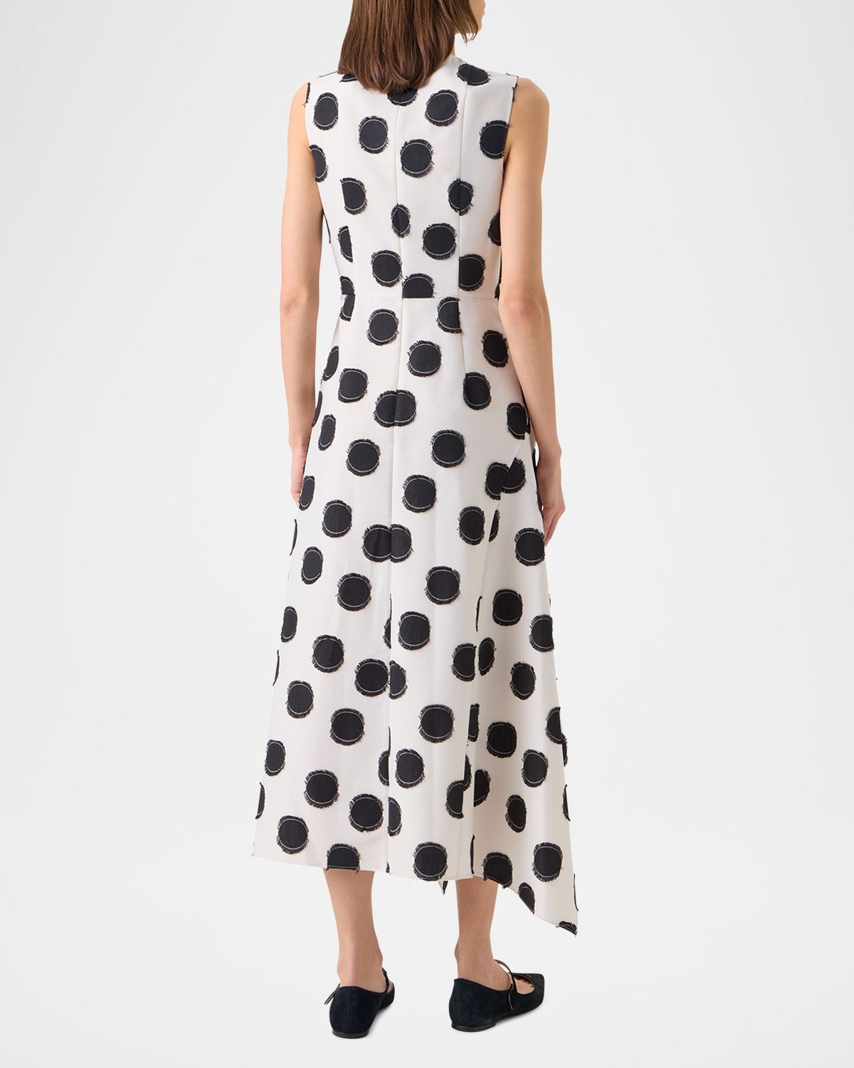 Akris punto Sleeveless Fringed Polka-Dot Jacquard Midi Dress | Thumbnail 3 Akris punto Sleeveless Fringed Polka-Dot Jacquard Midi Dress | Thumbnail 3
