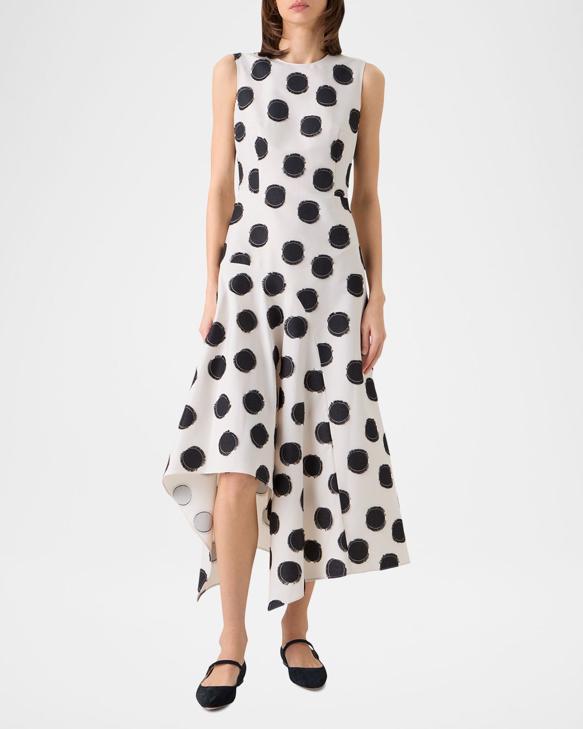 Akris punto Sleeveless Fringed Polka-Dot Jacquard Midi Dress | Thumbnail 6 Akris punto Sleeveless Fringed Polka-Dot Jacquard Midi Dress | Thumbnail 6