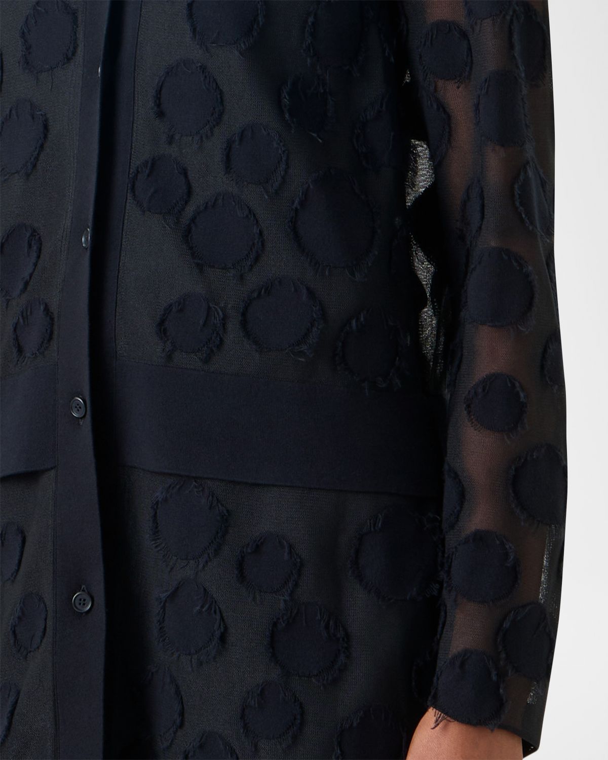 Akris punto Polka-Dot Tulle Knit Crewneck Cardigan | Thumbnail 5 Akris punto Polka-Dot Tulle Knit Crewneck Cardigan | Thumbnail 5
