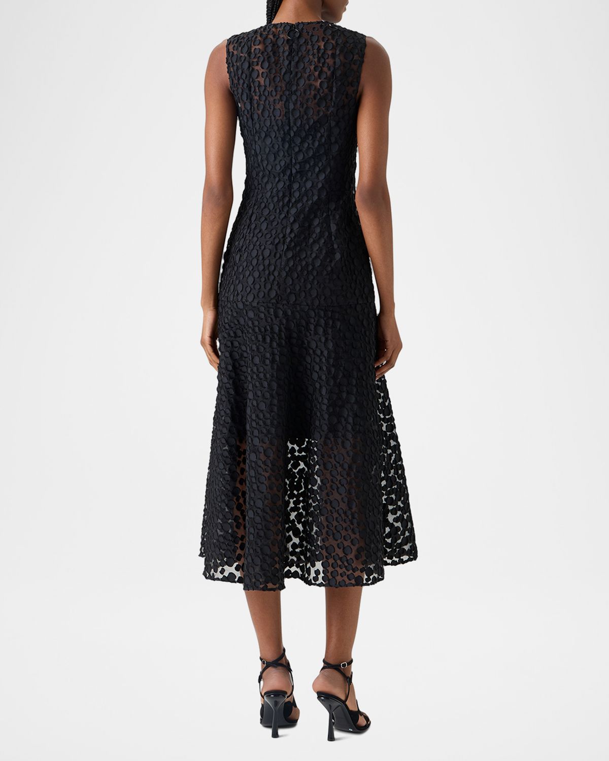 Akris punto Sleeveless Dot Tulle Midi Dress | Thumbnail 3 Akris punto Sleeveless Dot Tulle Midi Dress | Thumbnail 3