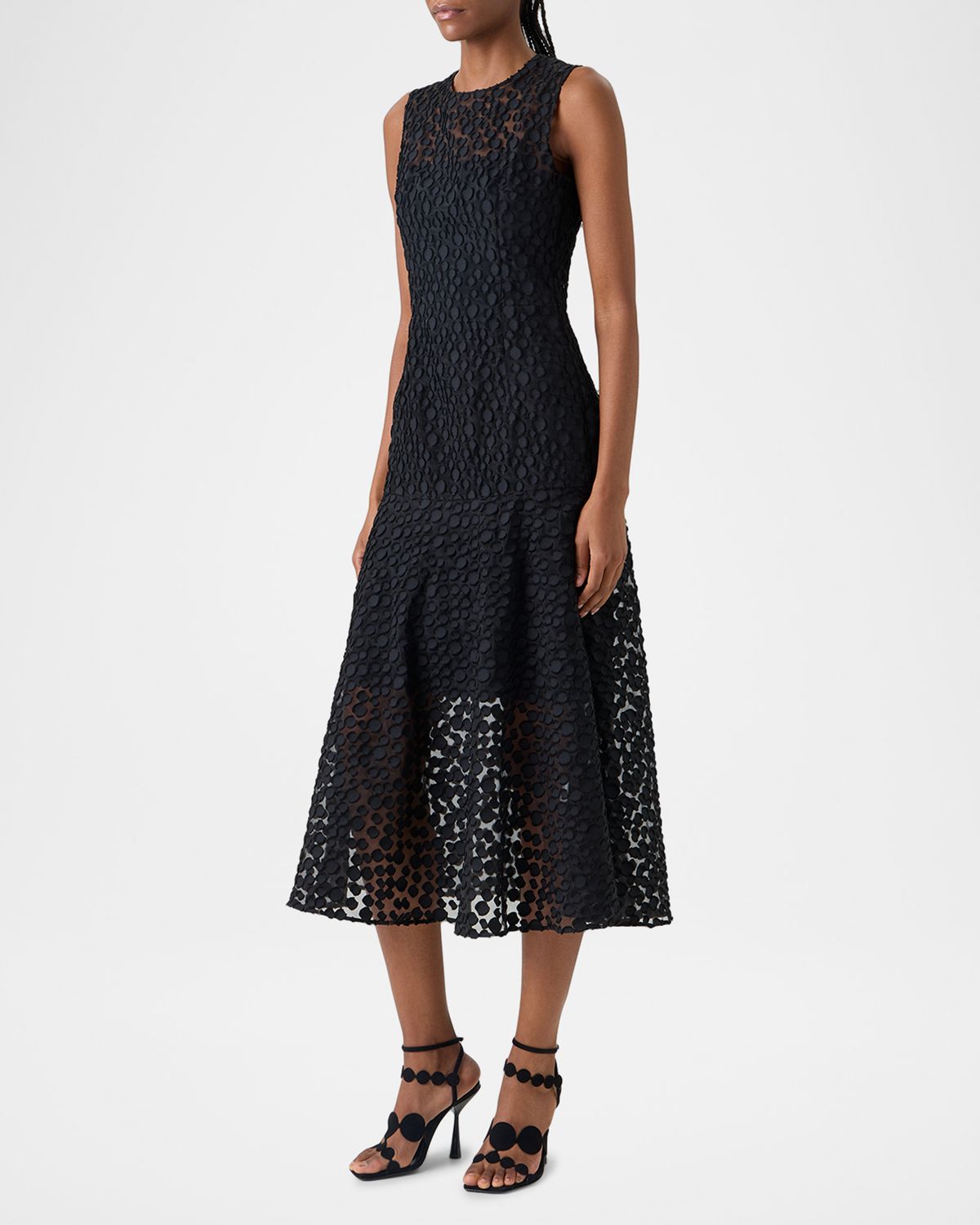 Akris punto Sleeveless Dot Tulle Midi Dress | Thumbnail 4 Akris punto Sleeveless Dot Tulle Midi Dress | Thumbnail 4
