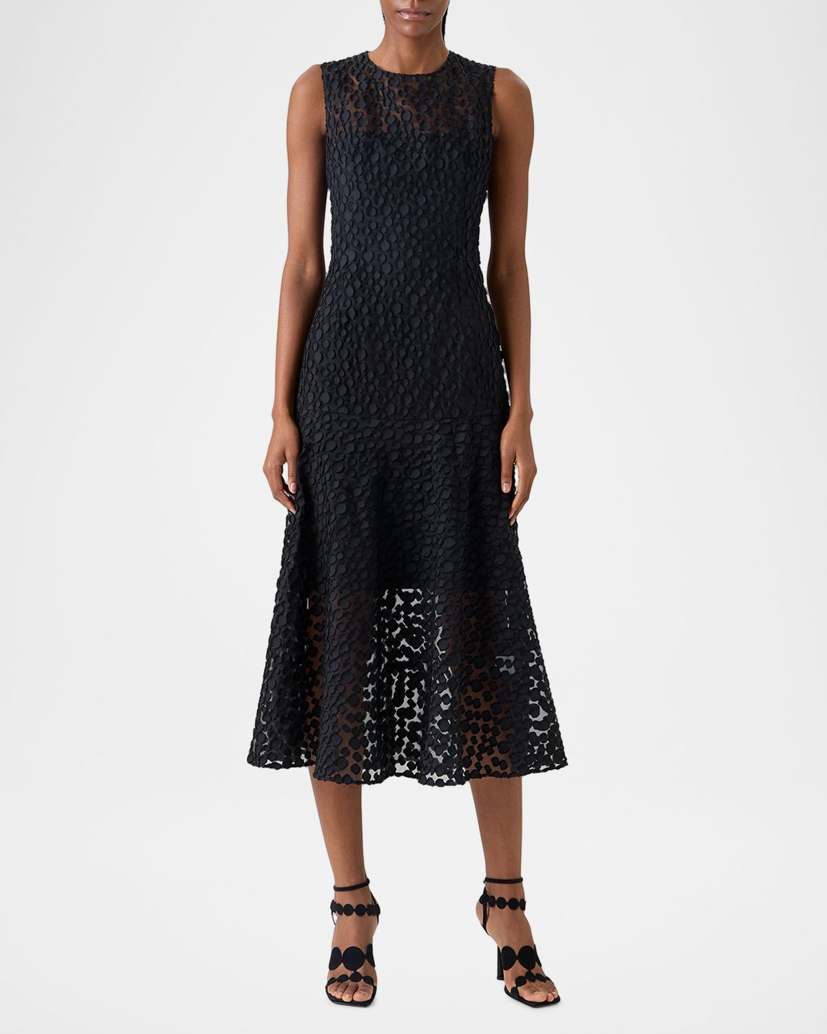 Akris punto Sleeveless Dot Tulle Midi Dress | Thumbnail 6 Akris punto Sleeveless Dot Tulle Midi Dress | Thumbnail 6