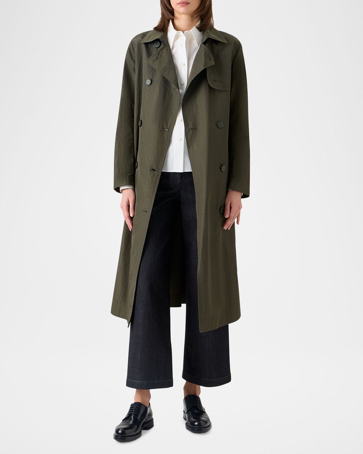Akris punto Double-Breasted Crinkled Parachute Taffeta Belted Trench Coat | Thumbnail 7