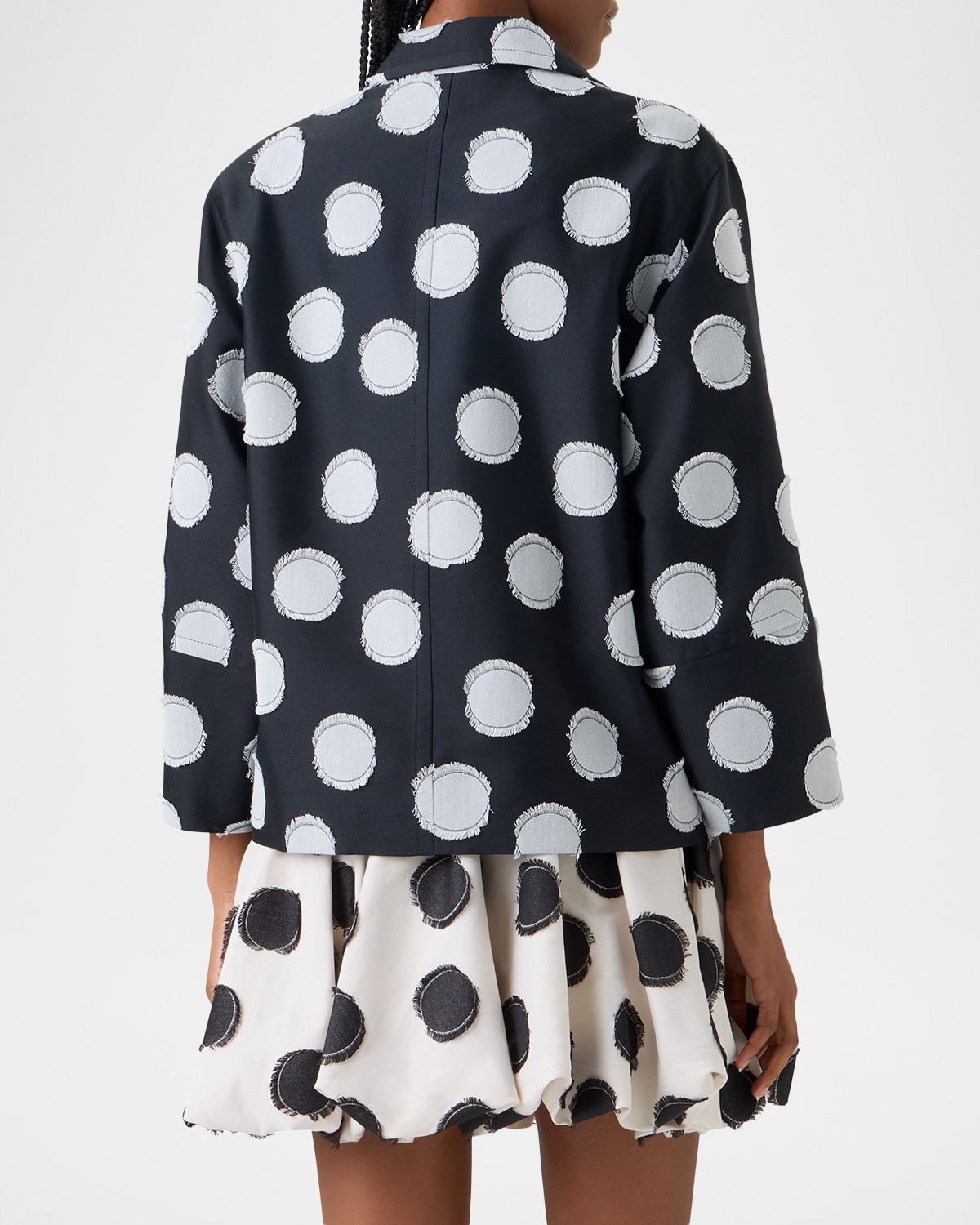 Akris punto Fringed Polka Dot Jacquard Oversized Jacket | Thumbnail 3 Akris punto Fringed Polka Dot Jacquard Oversized Jacket | Thumbnail 3