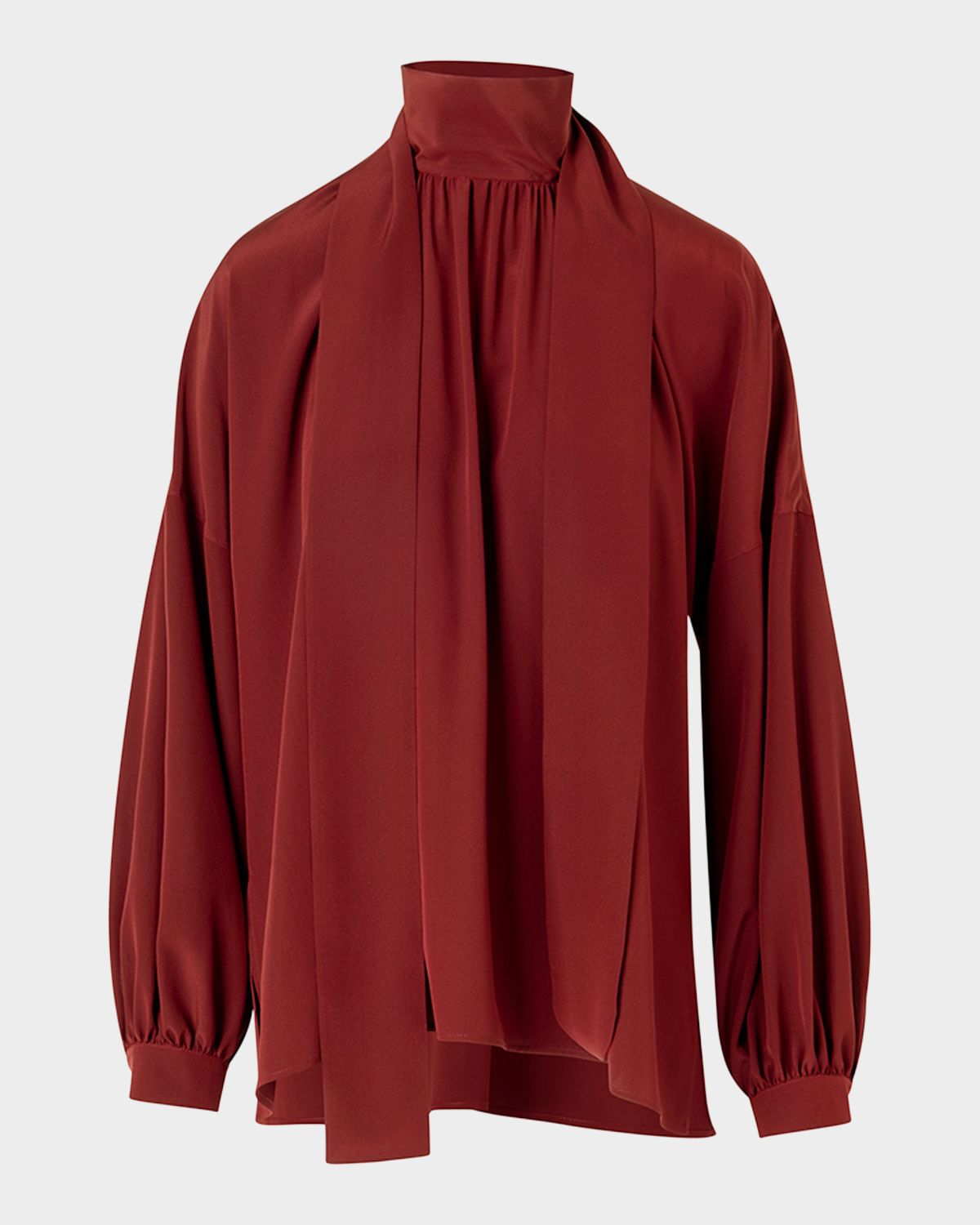 Akris punto Mock-Neck Bow Tie Silk Crepe De Chine Blouse | Thumbnail 6