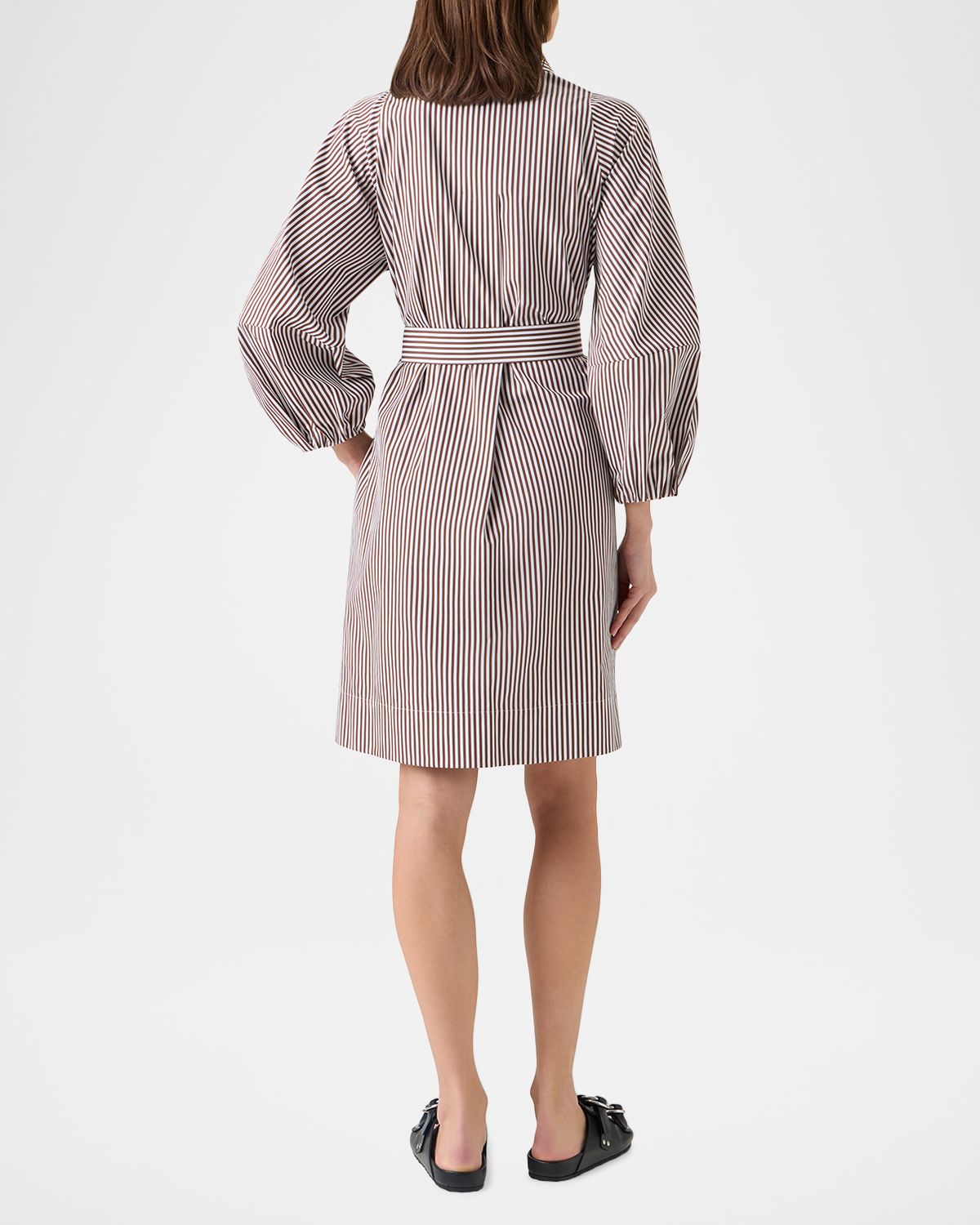 Akris punto Striped Cotton Poplin Belted Balloon-Sleeve Shirtdress | Thumbnail 3 Akris punto Striped Cotton Poplin Belted Balloon-Sleeve Shirtdress | Thumbnail 3