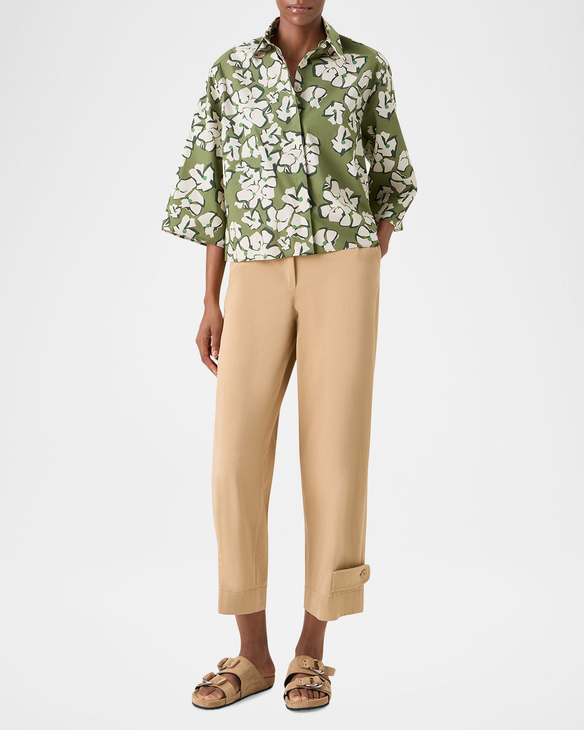 Akris punto Papercut Flower Print Cotton Poplin Button-Down Shirt | Thumbnail 6 Akris punto Papercut Flower Print Cotton Poplin Button-Down Shirt | Thumbnail 6