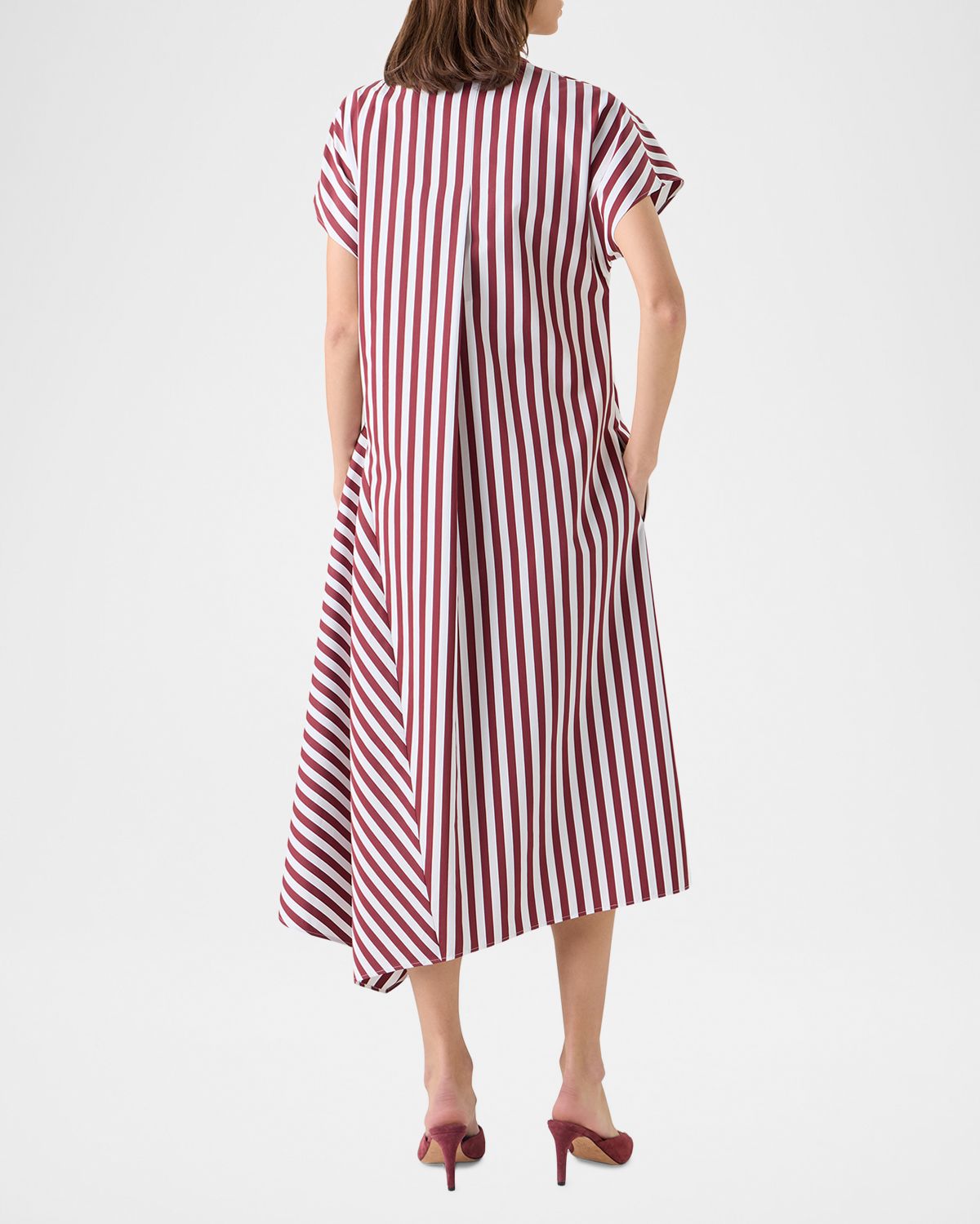 Akris punto Striped Cotton Poplin Cap-Sleeve Handkerchief Midi Shirtdress | Thumbnail 3 Akris punto Striped Cotton Poplin Cap-Sleeve Handkerchief Midi Shirtdress | Thumbnail 3