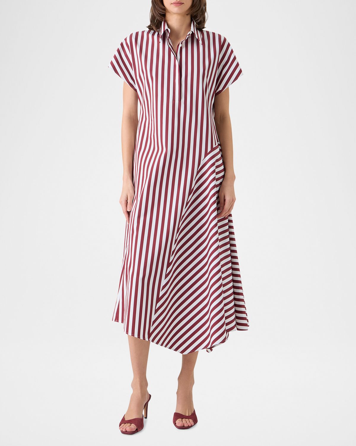 Akris punto Striped Cotton Poplin Cap-Sleeve Handkerchief Midi Shirtdress | Thumbnail 6 Akris punto Striped Cotton Poplin Cap-Sleeve Handkerchief Midi Shirtdress | Thumbnail 6