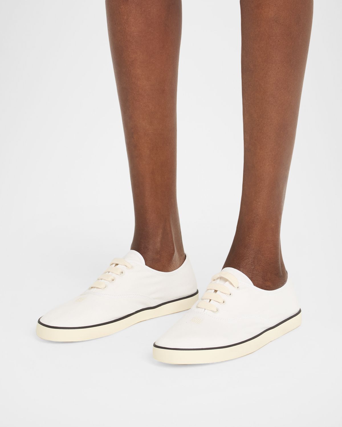 Miu Miu Logo Lace-Up Canvas Sneakers