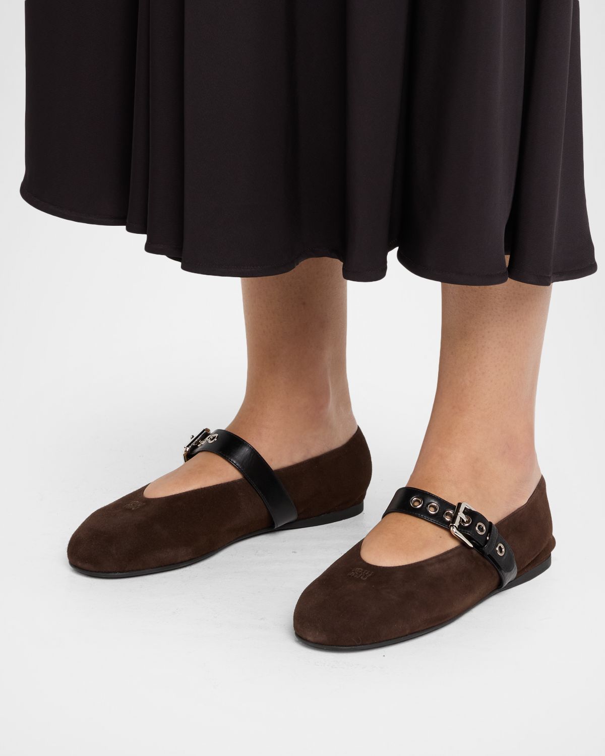 Miu Miu Suede Mary Jane Ballerina Flats