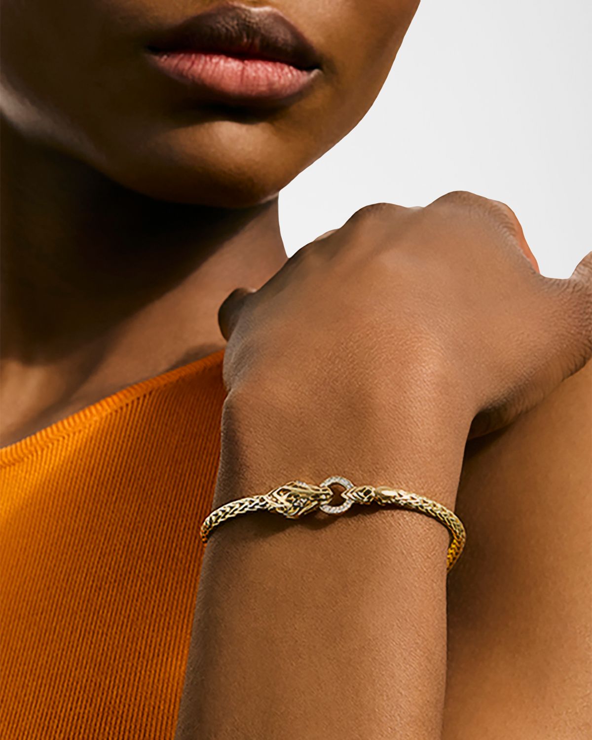 John Hardy Naga 14K Gold Bracelet with Diamonds