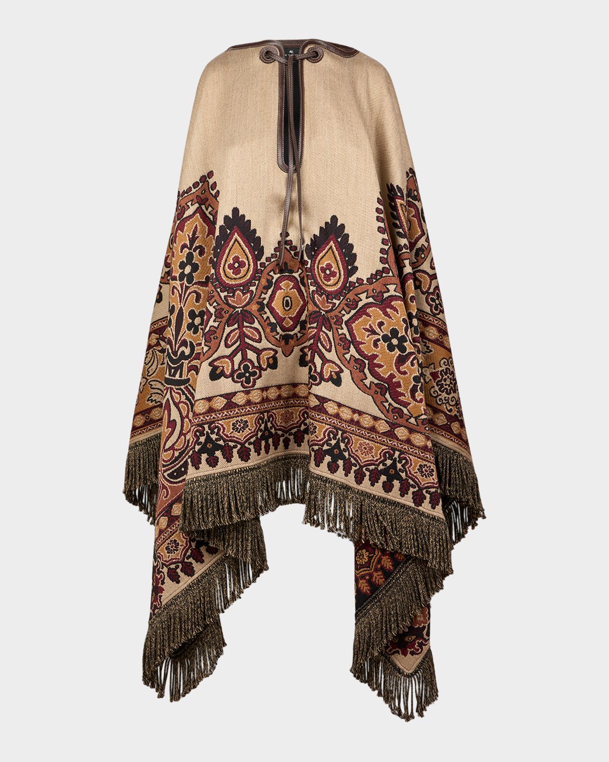 Etro Floral Paisley Wool-Blend Jacquard Cape