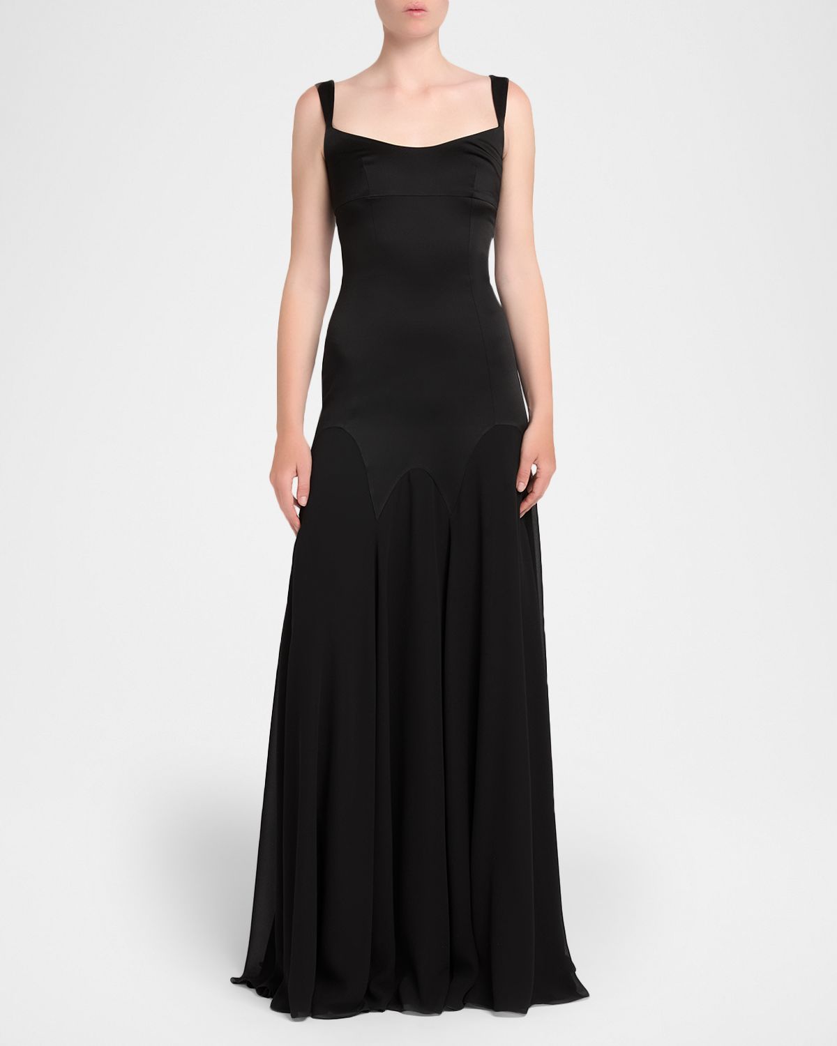 McQueen Sleeveless Satin Evening Dress