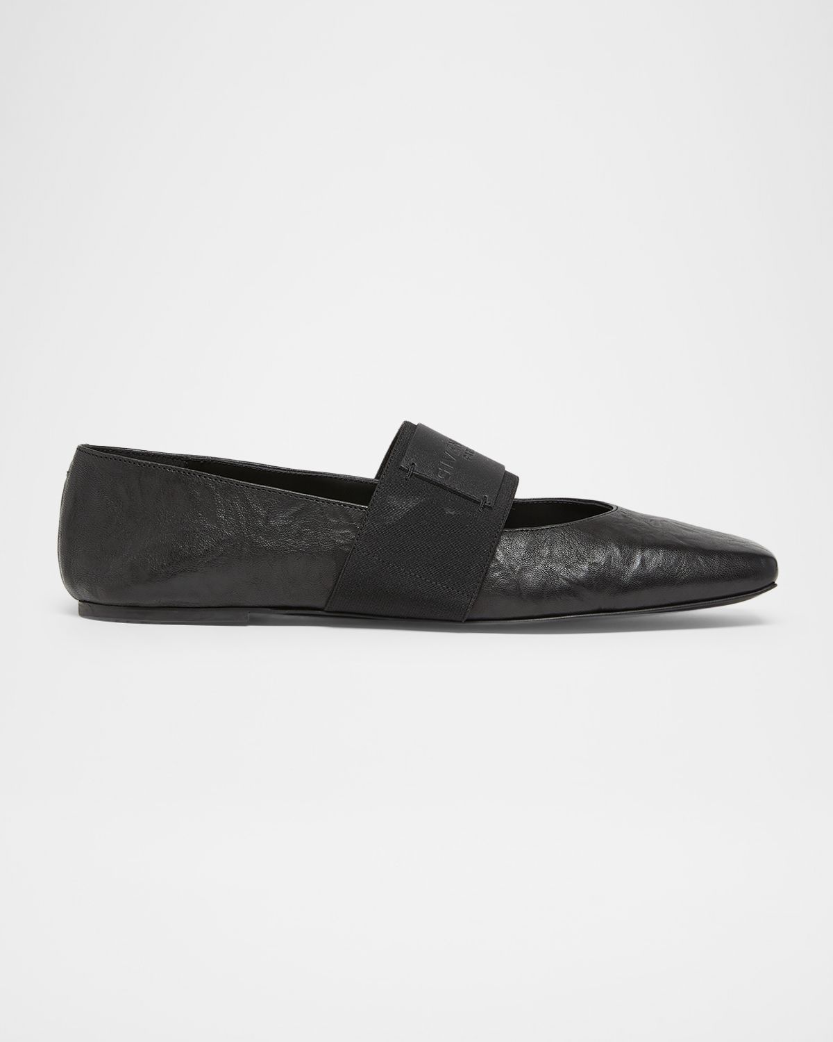 Givenchy Sliced Square Textured Leather Square-Toe Ballerina Flats