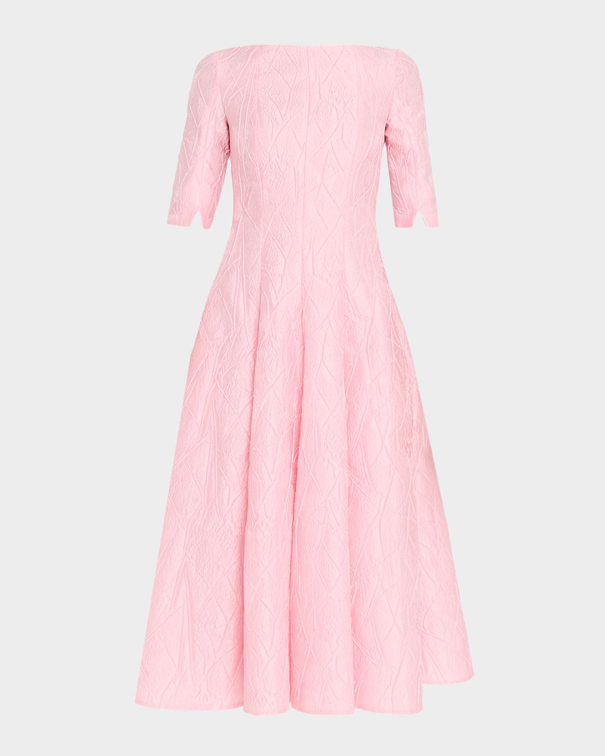 Talbot Runhof 3/4-Sleeve Textured Jacquard Tea-Length Dress