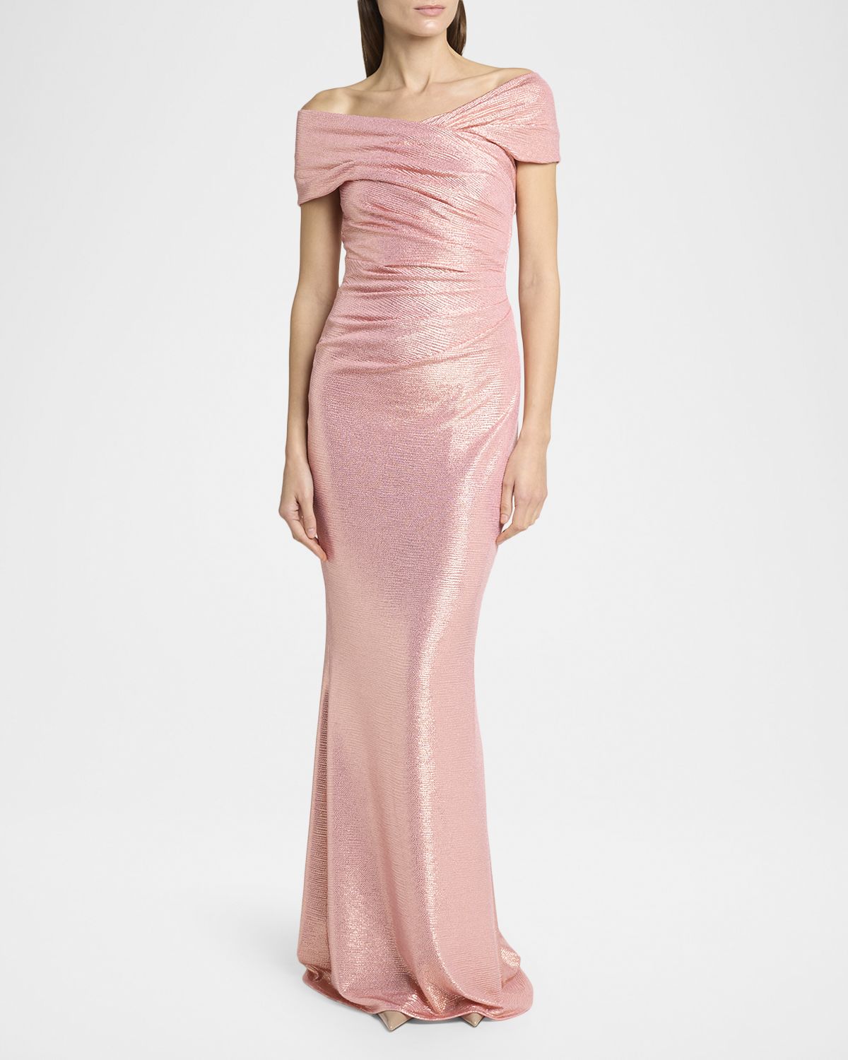Talbot Runhof Mobina Draped Mirrorball Mermaid Gown