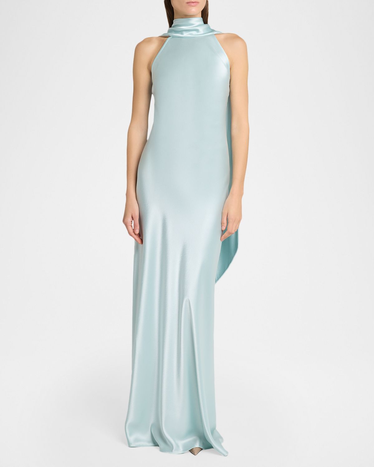 Talbot Runhof Pope Crepe Satin Halter Gown