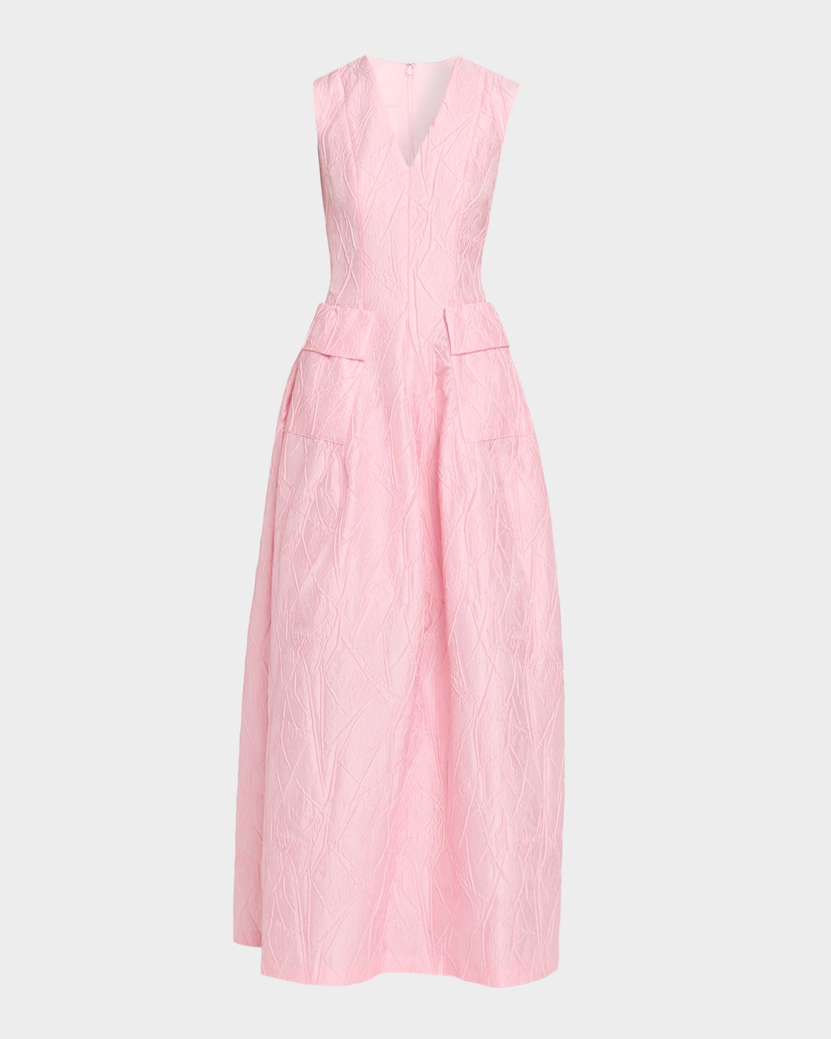 Talbot Runhof Sleeveless Textured Jacquard Pockets Gown