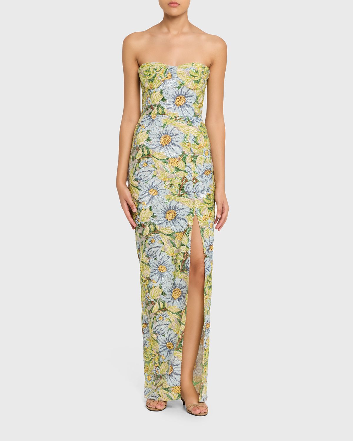 Bronx Banco Veronica Strapless Floral Sequin Column Gown | Thumbnail 5