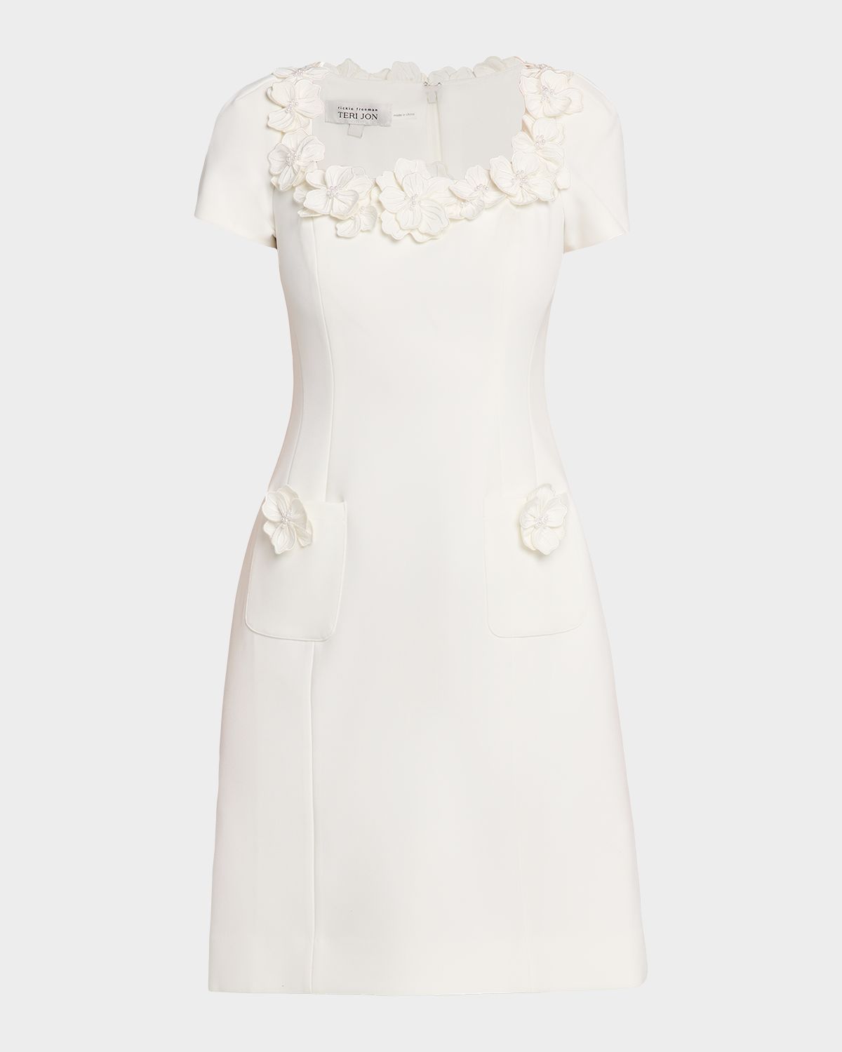 Rickie Freeman for Teri Jon Floral Applique Crepe Mini Dress | Thumbnail 6