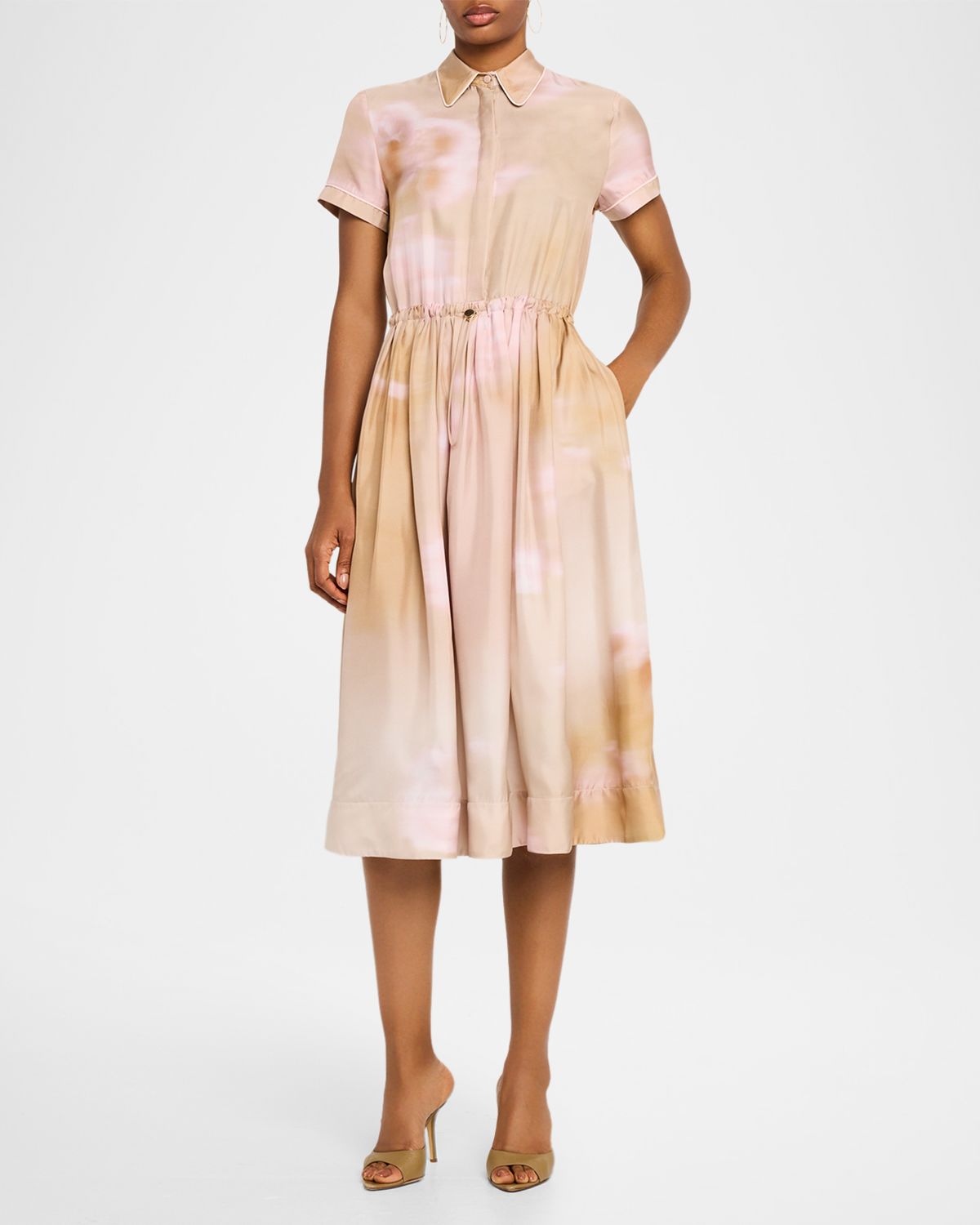 FABIANA FILIPPI Drawcord Mottled-Print Silk Midi Dress