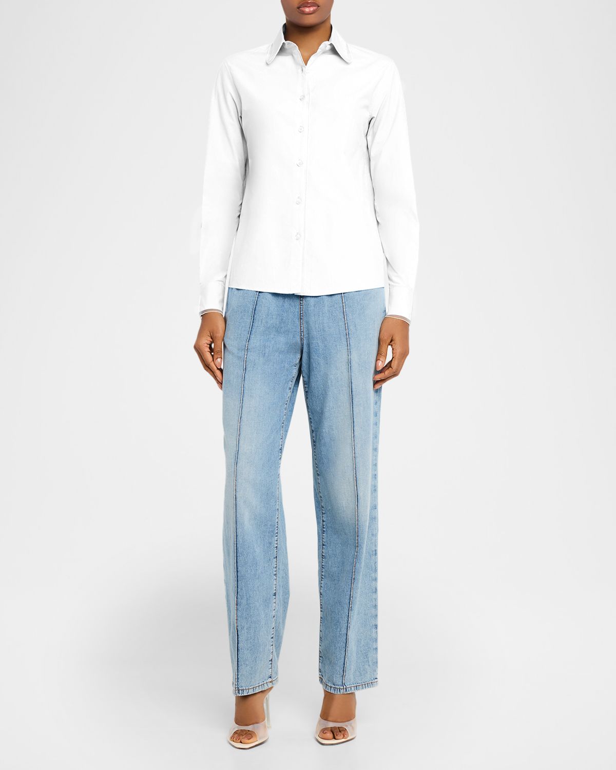 FABIANA FILIPPI Pintuck Cotton Chambray Jogger Trousers
