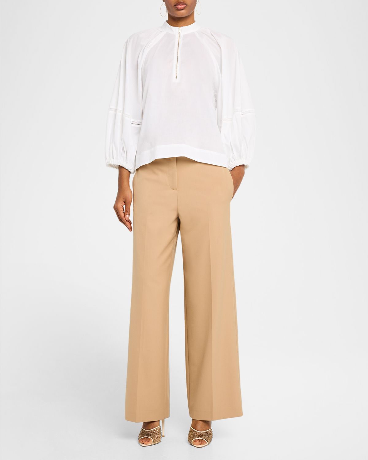 FABIANA FILIPPI Half-Zip Cotton Muslin Shirt